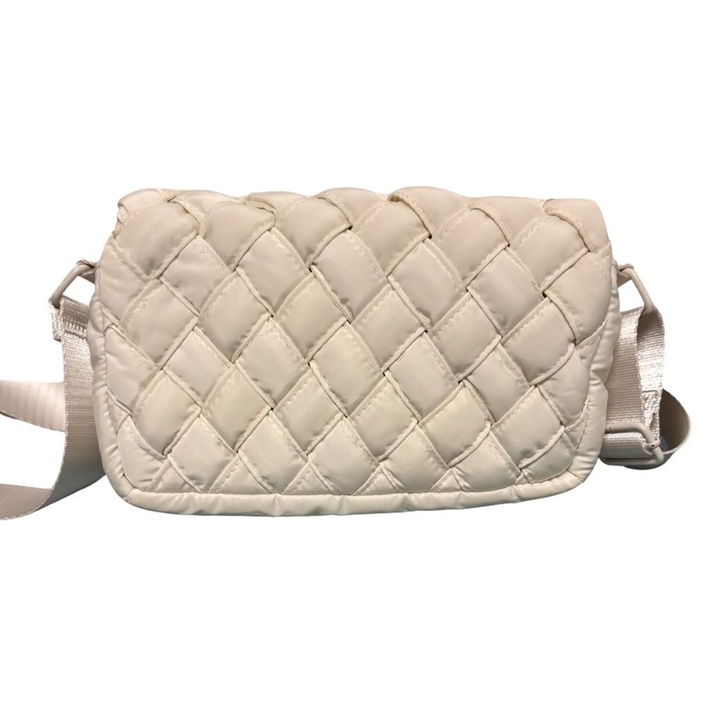 LS Live In Style Woven Puffer Crossbody Bag Cream